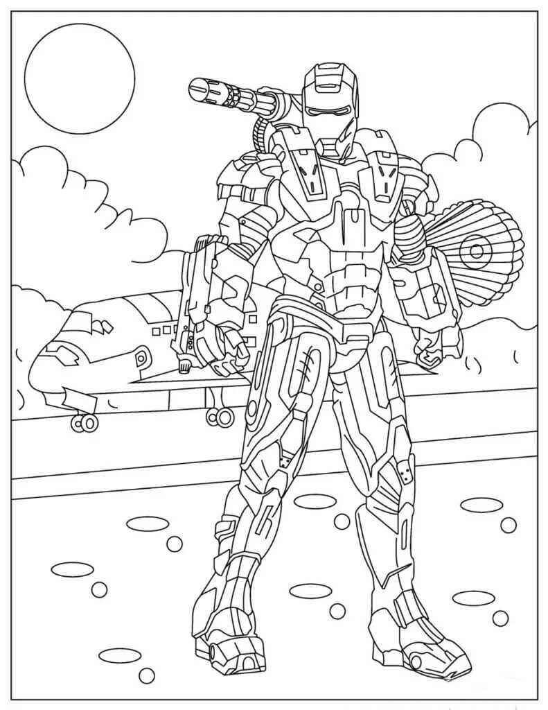 Desenhos de Homem de Ferro Legal com Arma para colorir