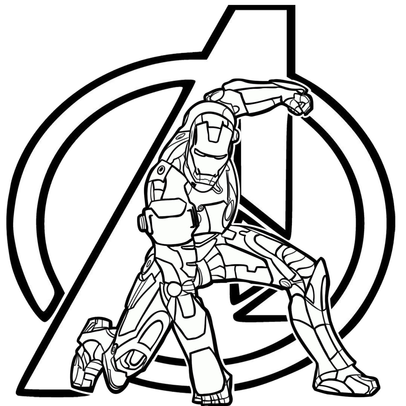 Homem de Ferro legal em Avengers para colorir