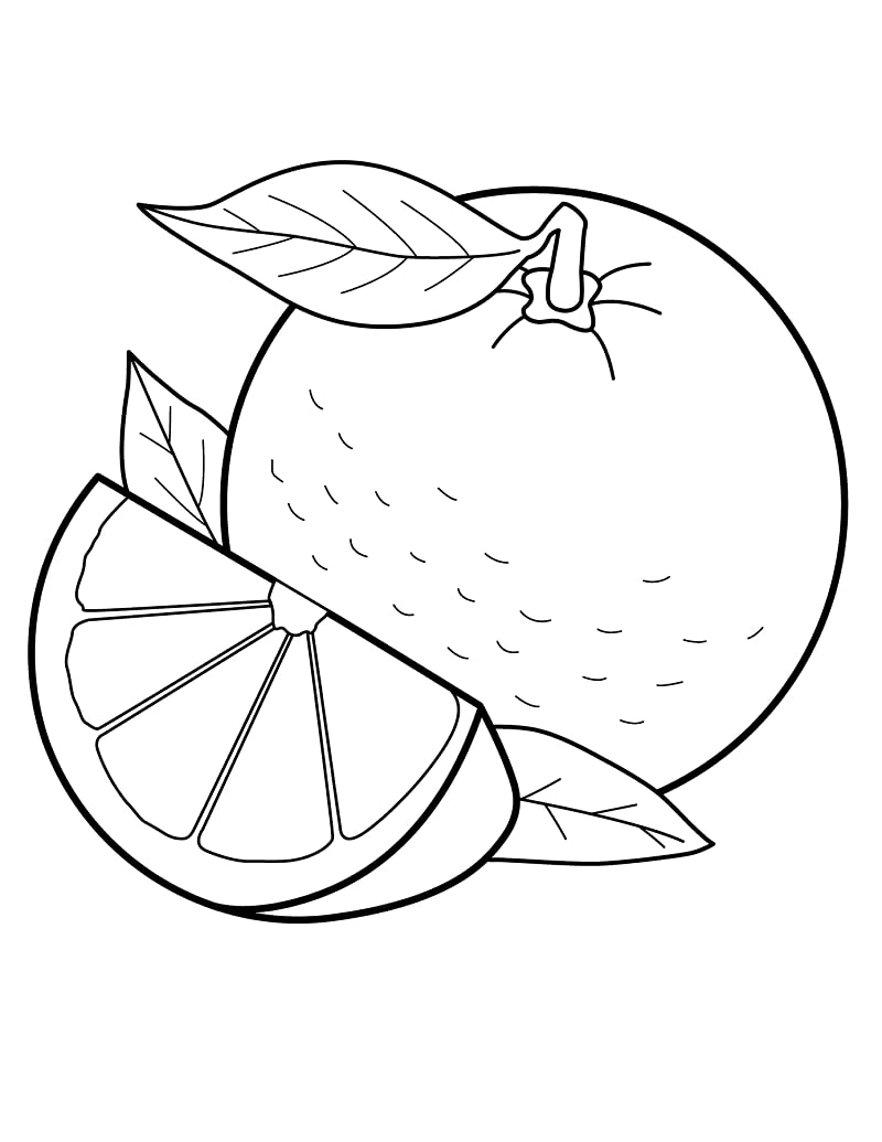 Desenhos de Laranja e uma Fatia 1 para colorir