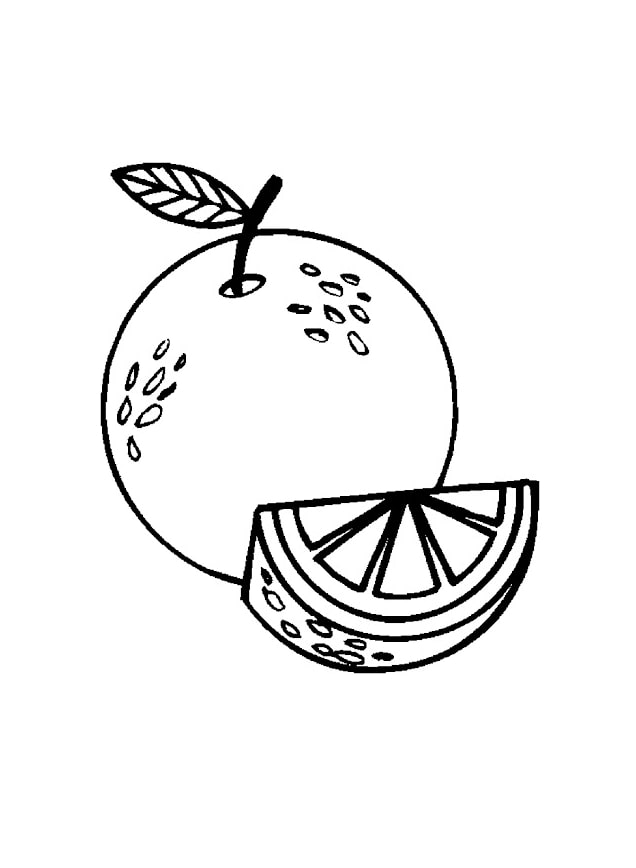 Desenhos de Laranja e uma Fatia 3 para colorir