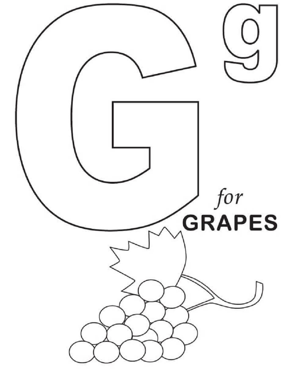Desenhos de Letra G para Uvas para colorir