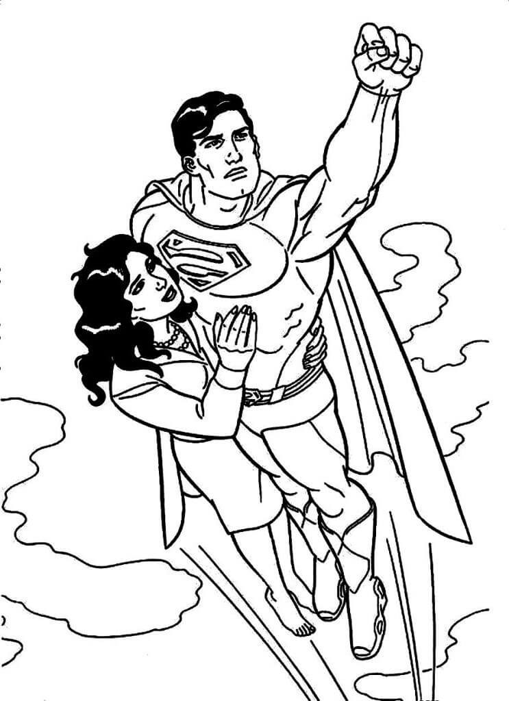 Lois Lane e Super-homem para colorir