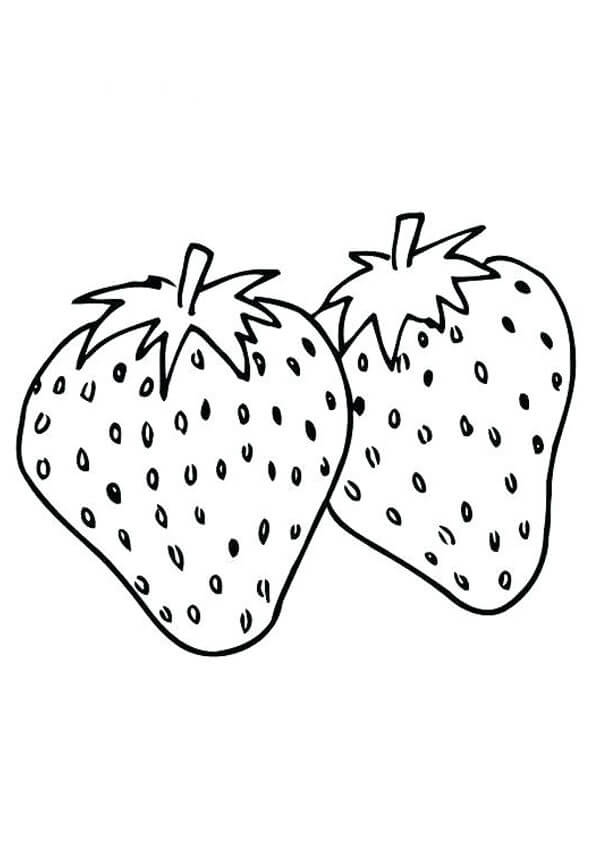 Desenhos de Morangos Duas Frutas para colorir