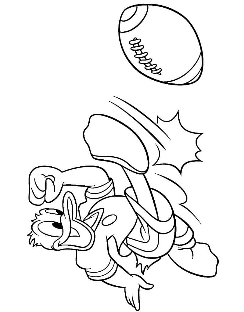 Desenhos de Pato Donald Jogando Futebol para colorir