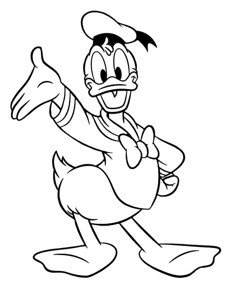 Pato Donald Sorridente para colorir