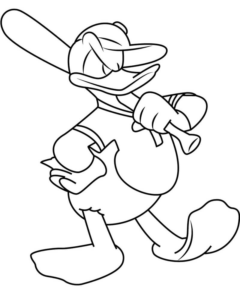 Desenhos de Pato Donald e Beisebol para colorir
