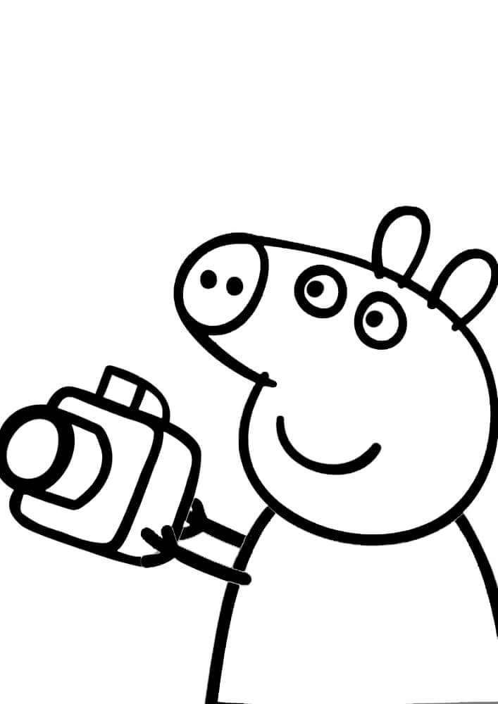 Peppa Pig Segurando a Câmera para colorir