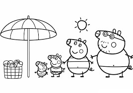 Desenhos de Peppa Pig e Família vão para a Praia para colorir