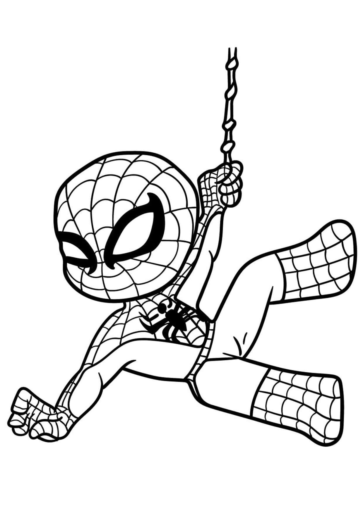 Pequeno Homem Aranha Balançando para colorir