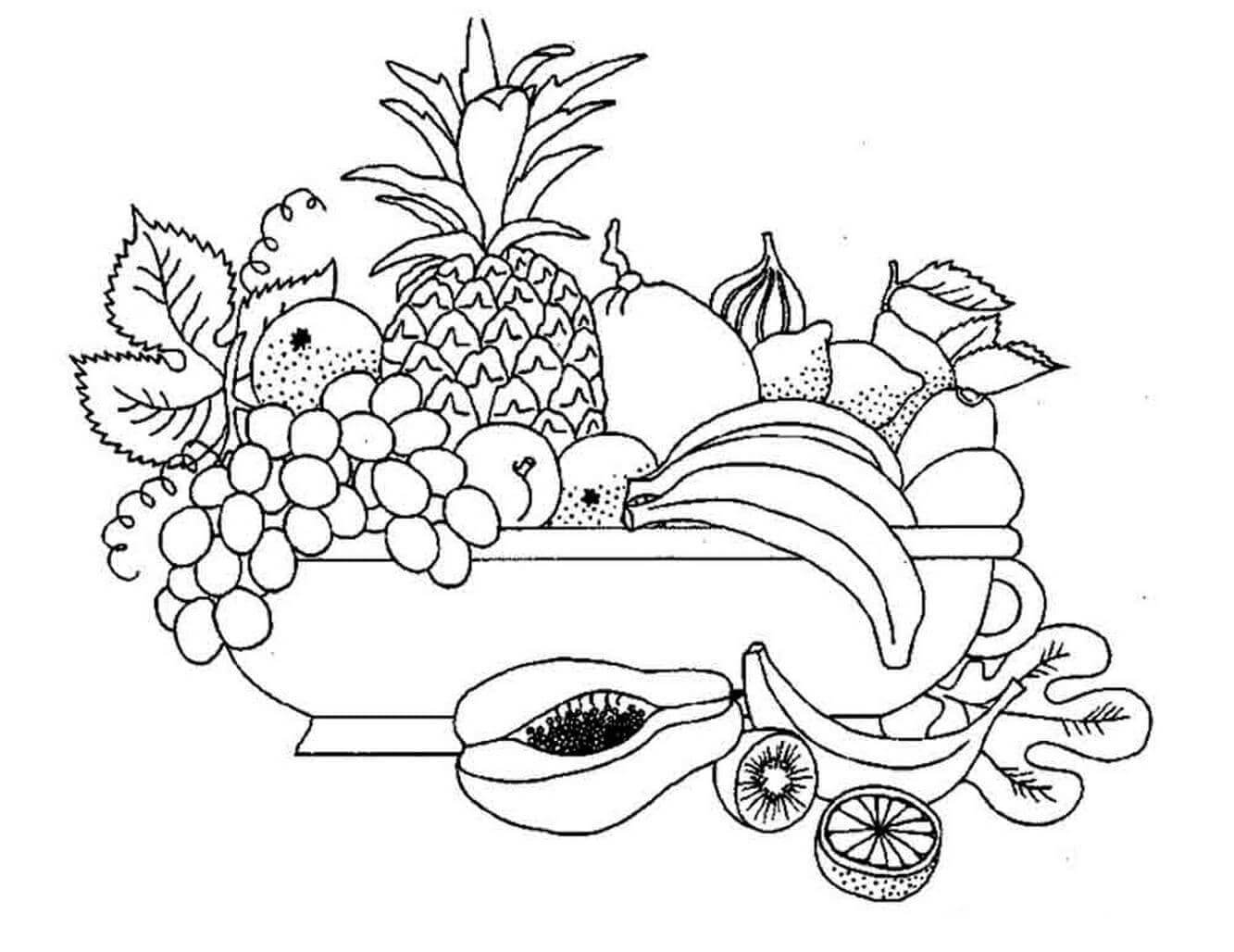 Uvas e Frutas para colorir