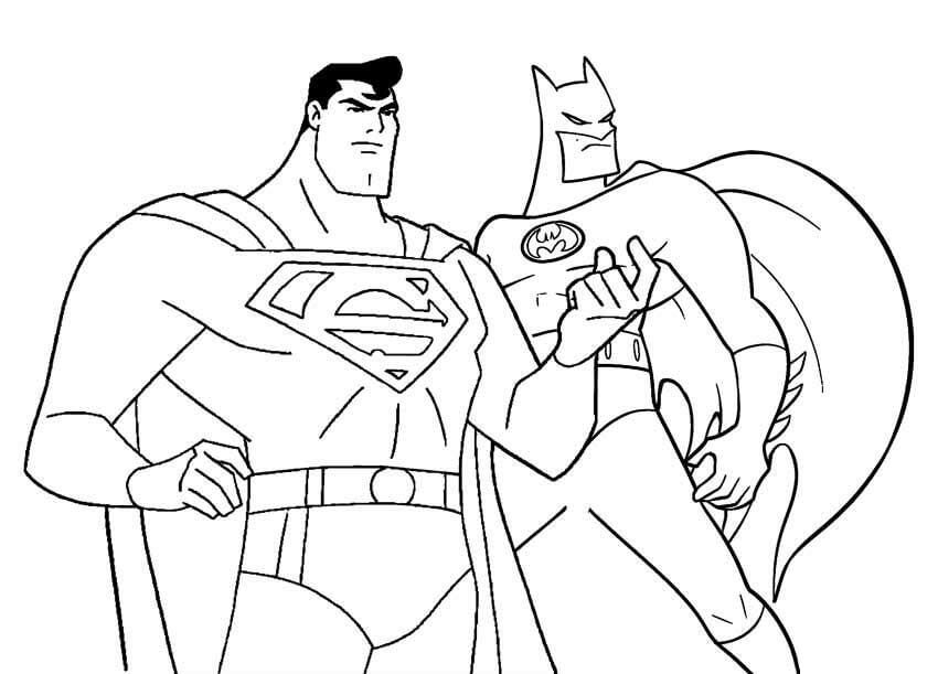 Desenhos de Batman e Superman para colorir