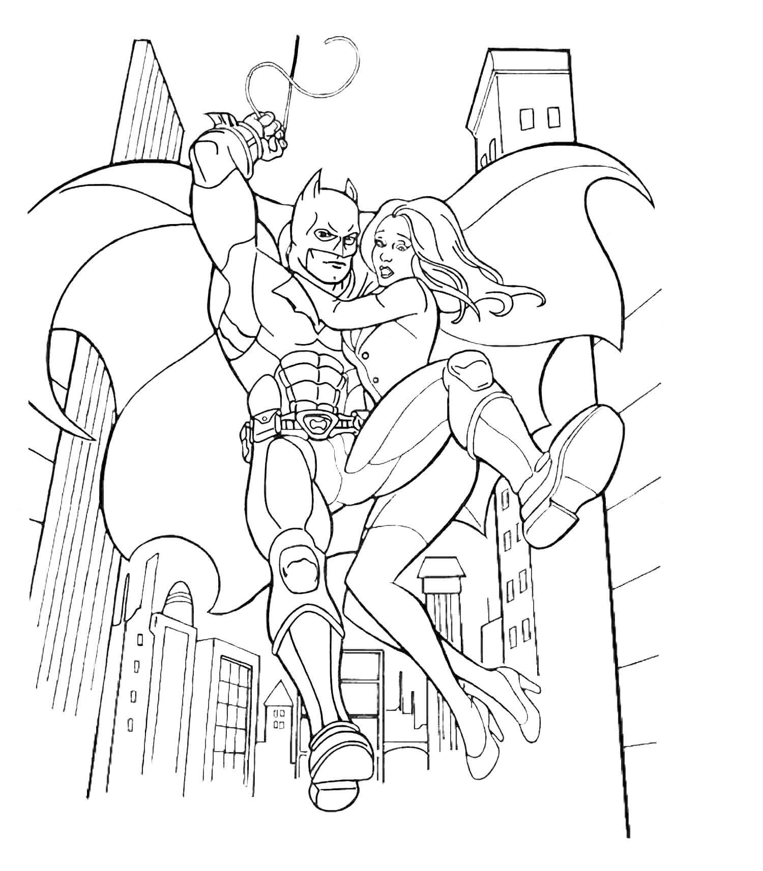 Desenhos de Batman Salva a Garota para colorir