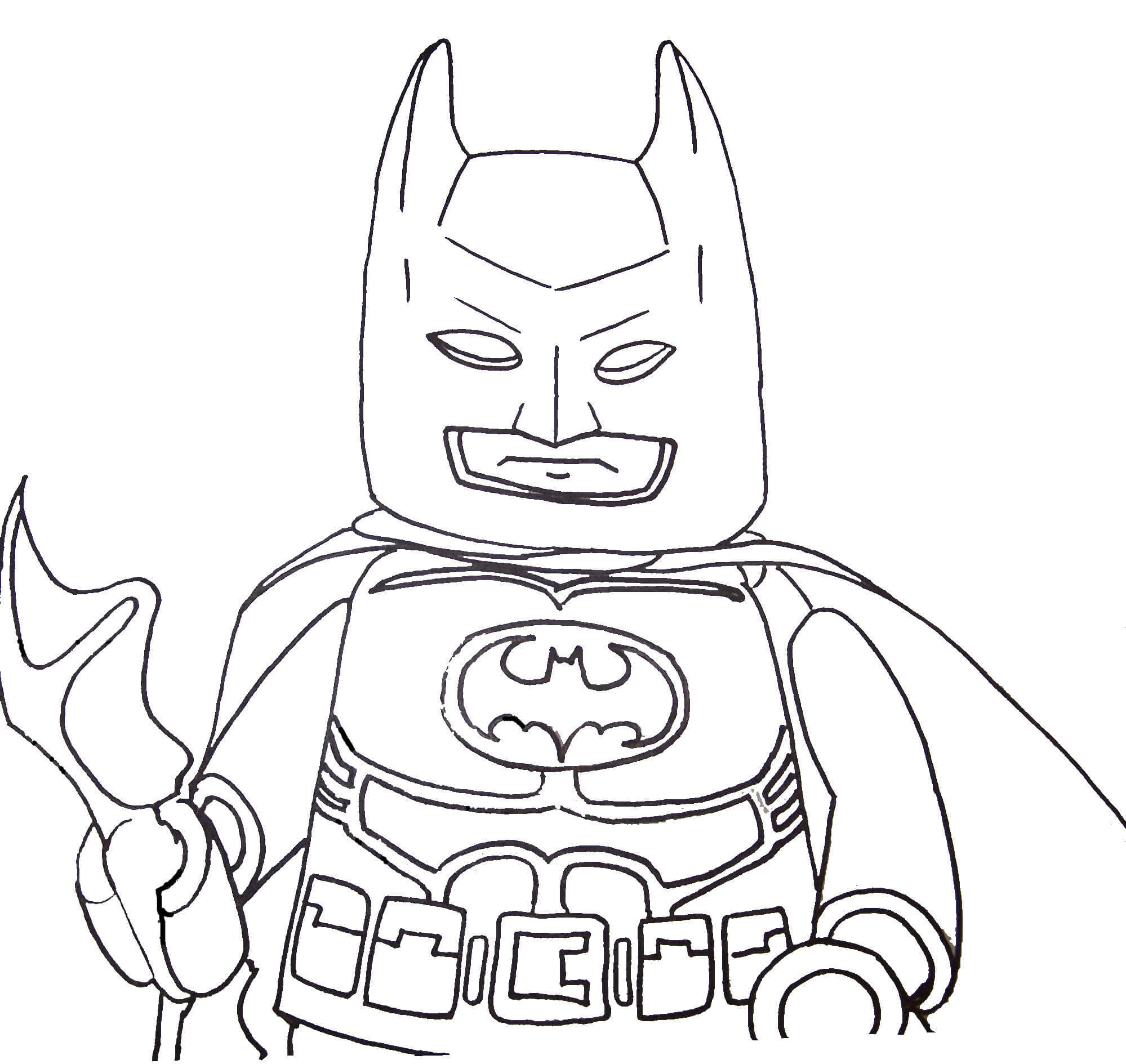 Desenhos de Cara de Lego Batman Segurando Arma para colorir