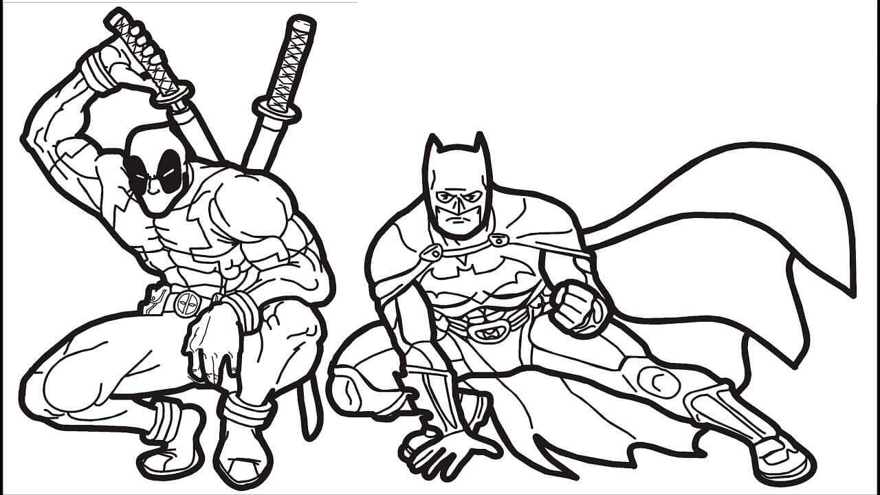 Desenhos de Deadpool e Batman para colorir