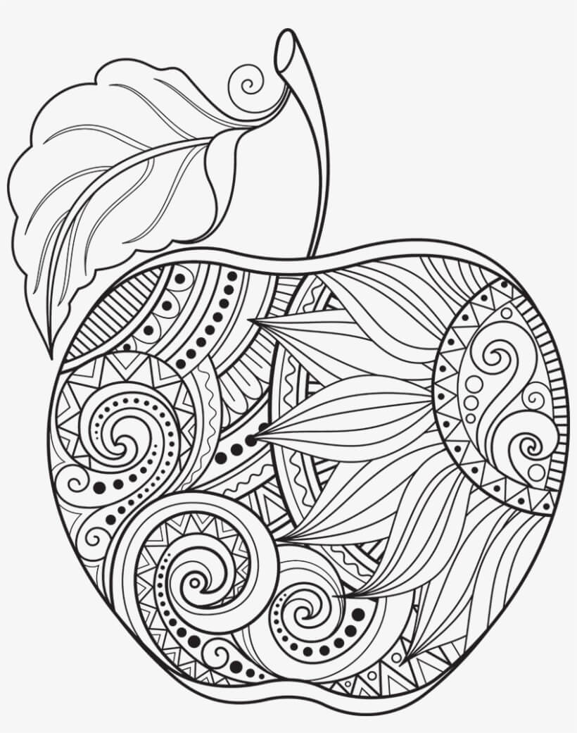 Desenhos de Mandala de Maçã para colorir