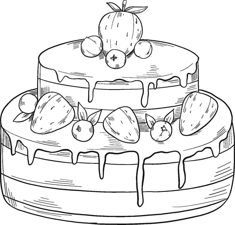 Desenhos de Torta de Morango para colorir