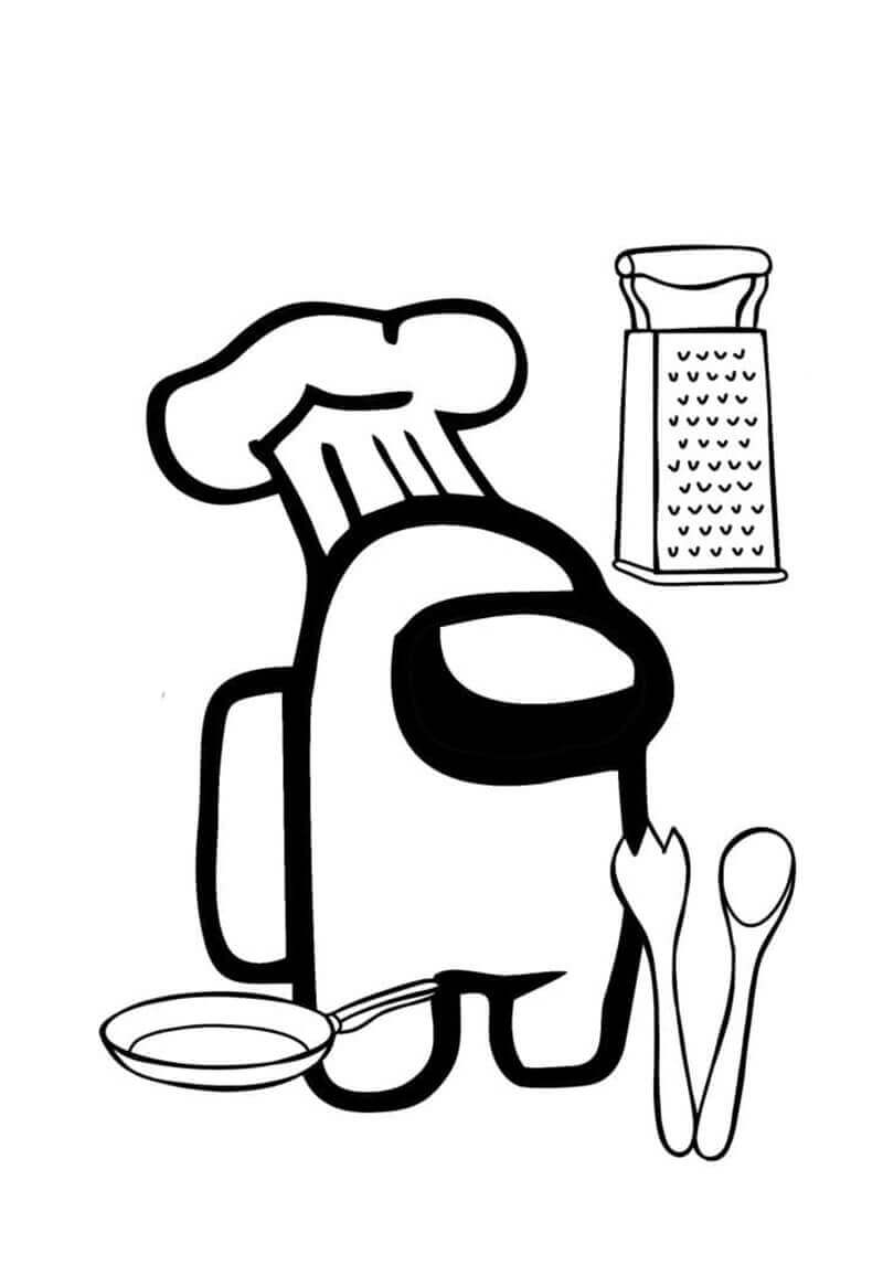 Desenhos de Among Us Chefe de Cozinha para colorir