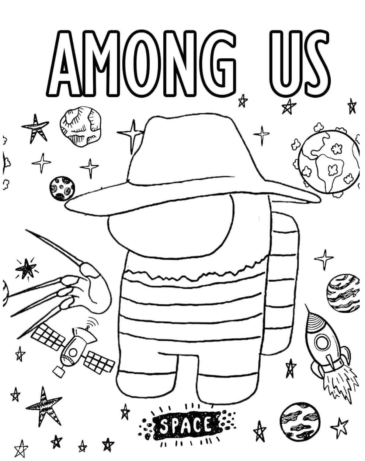 Desenhos de Among Us Freddy Krueger para colorir