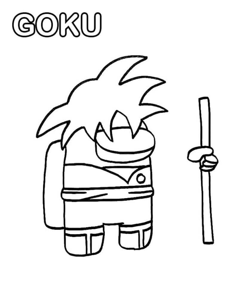 Desenhos de Among Us Goku para colorir