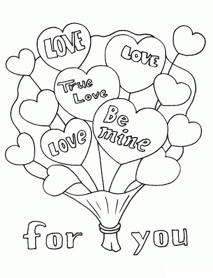 Desenhos de Balões do Dia dos Namorados para colorir