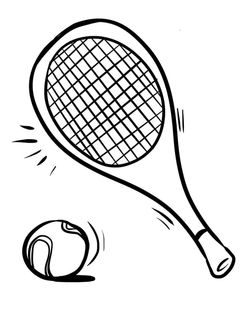 Bola e Raquete de Tênis 1 para colorir