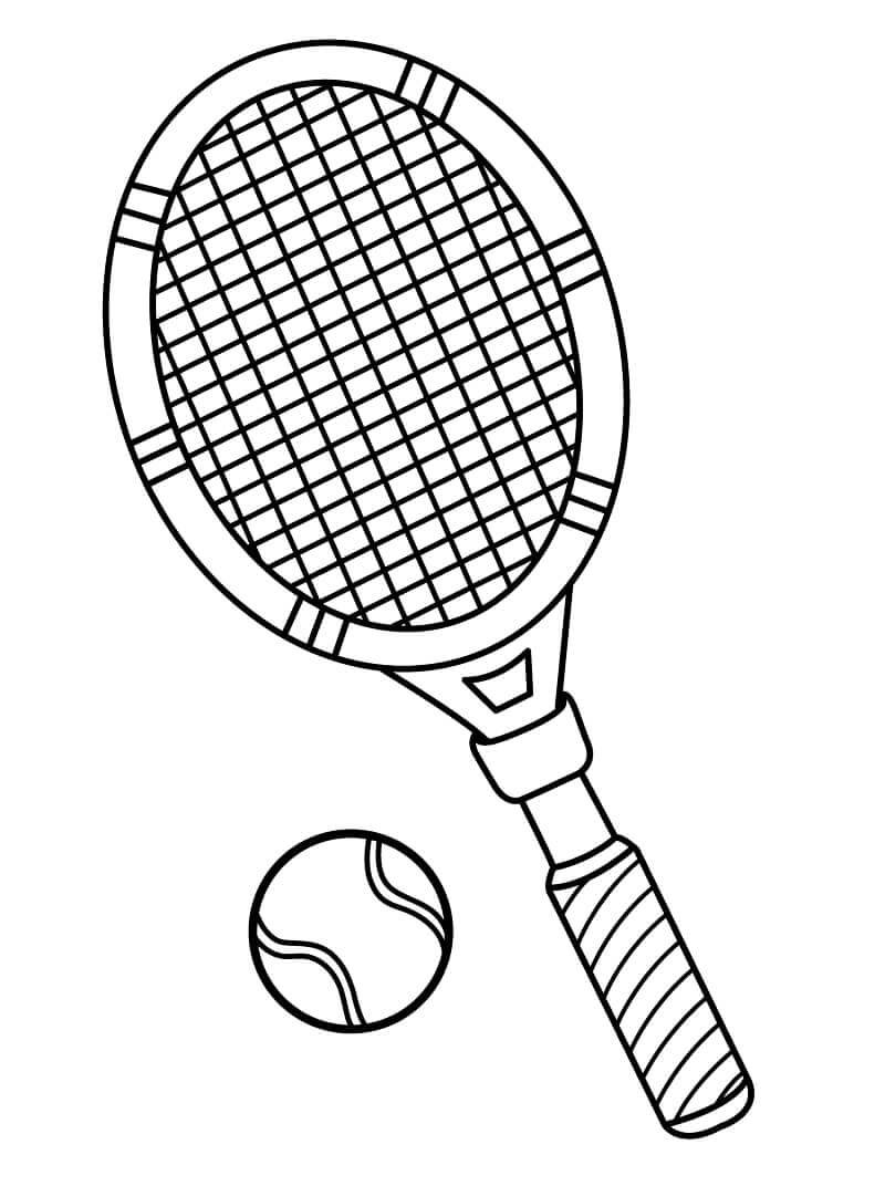 Bola e Raquete de Tênis para colorir