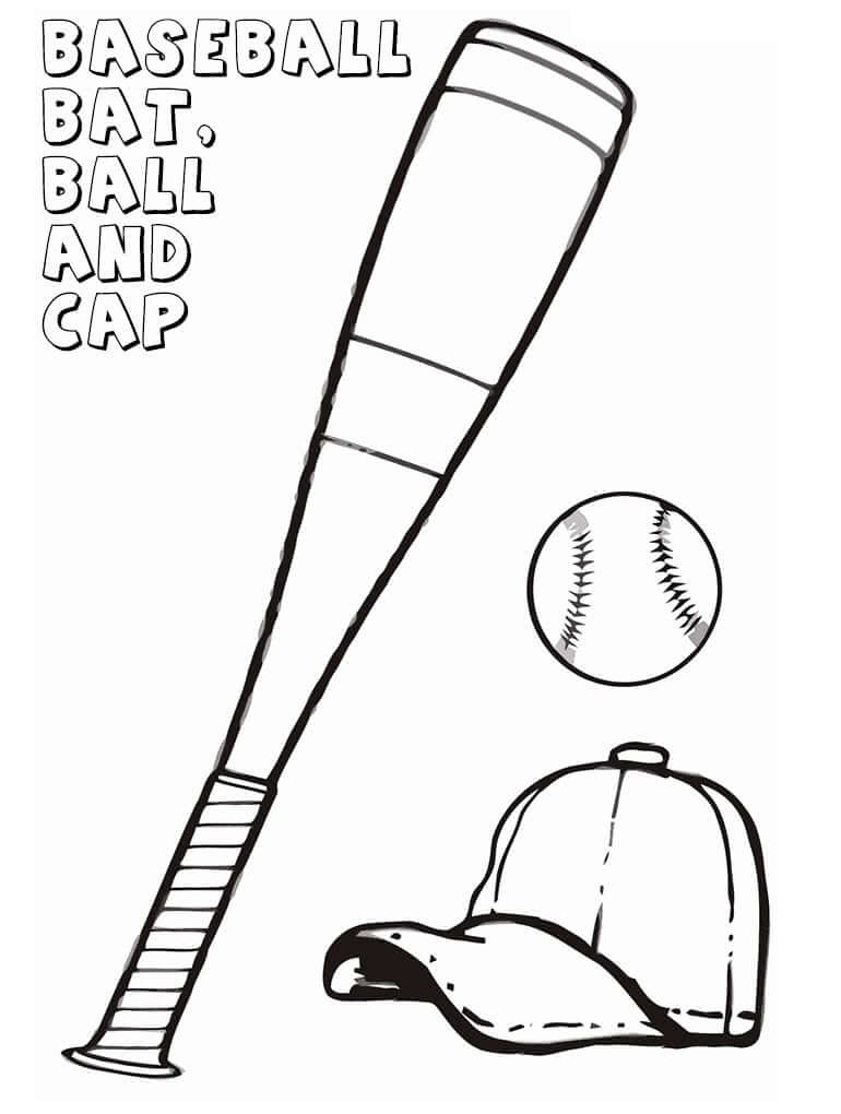 Bola e Taco de Beisebol 1 para colorir