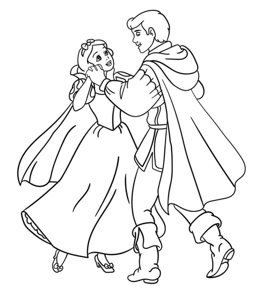 Desenhos de Branca de Neve e o Príncipe Dançarino para colorir