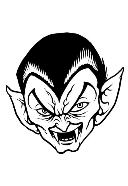 Desenhos de Cabeça do Drácula Assustador para colorir
