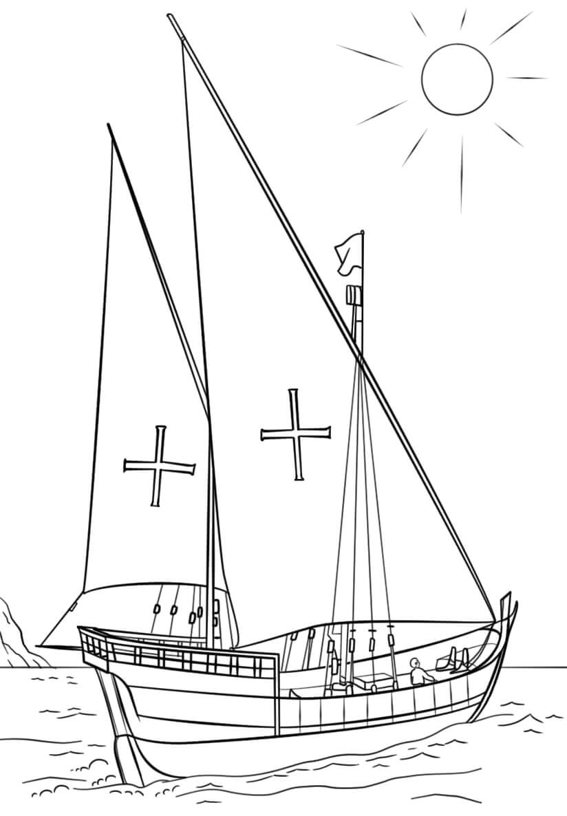 Caravela Portuguesa Barco para colorir