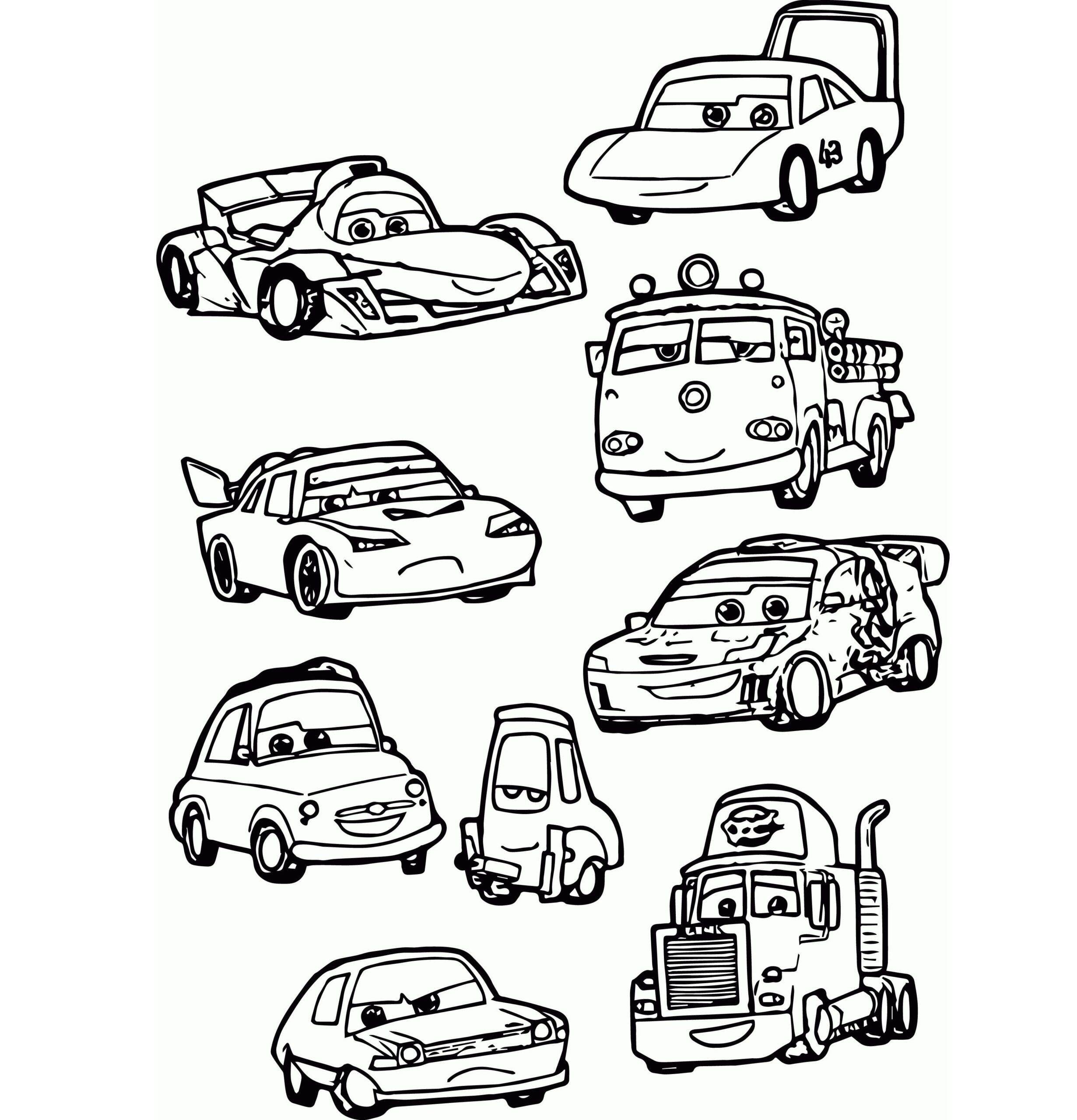 Desenhos de Carros em Desenho Animado para colorir