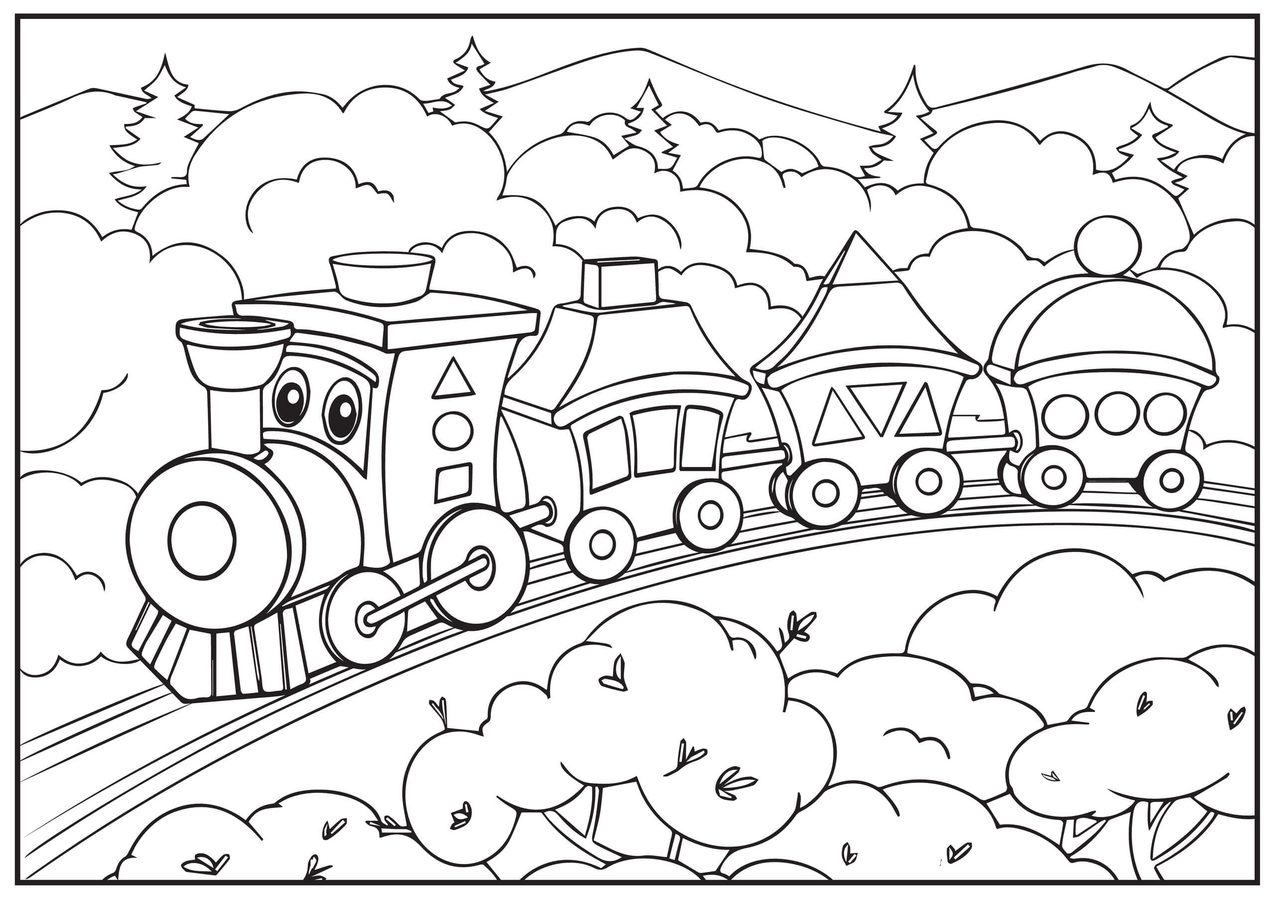 Desenhos de Cartoon Train para colorir