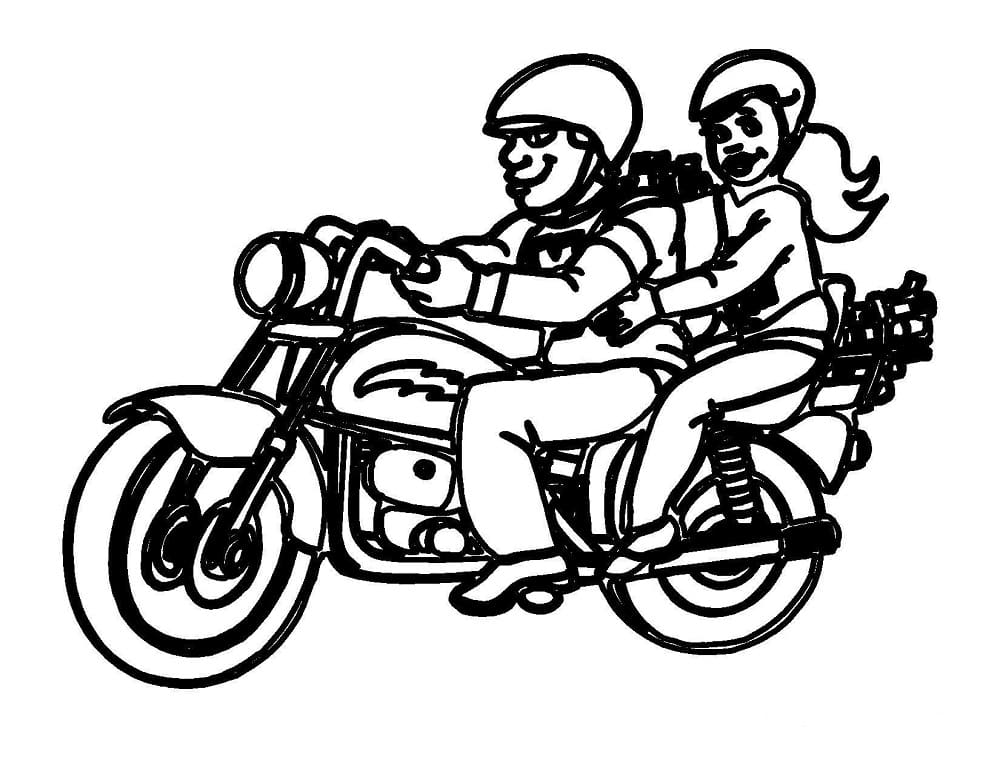 Casal na Motocicleta para colorir