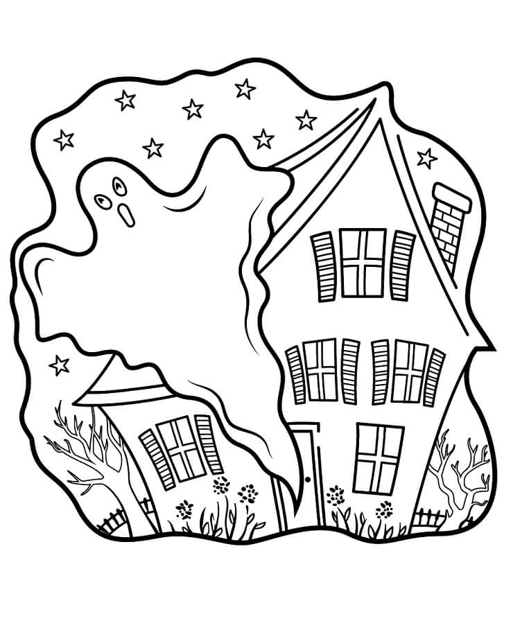 Desenhos de Casas Assombradas com Fantasmas para colorir