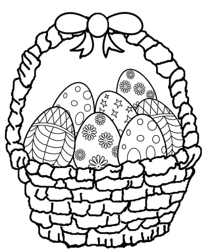 Desenhos de Cesta de Ovos de Páscoa para colorir