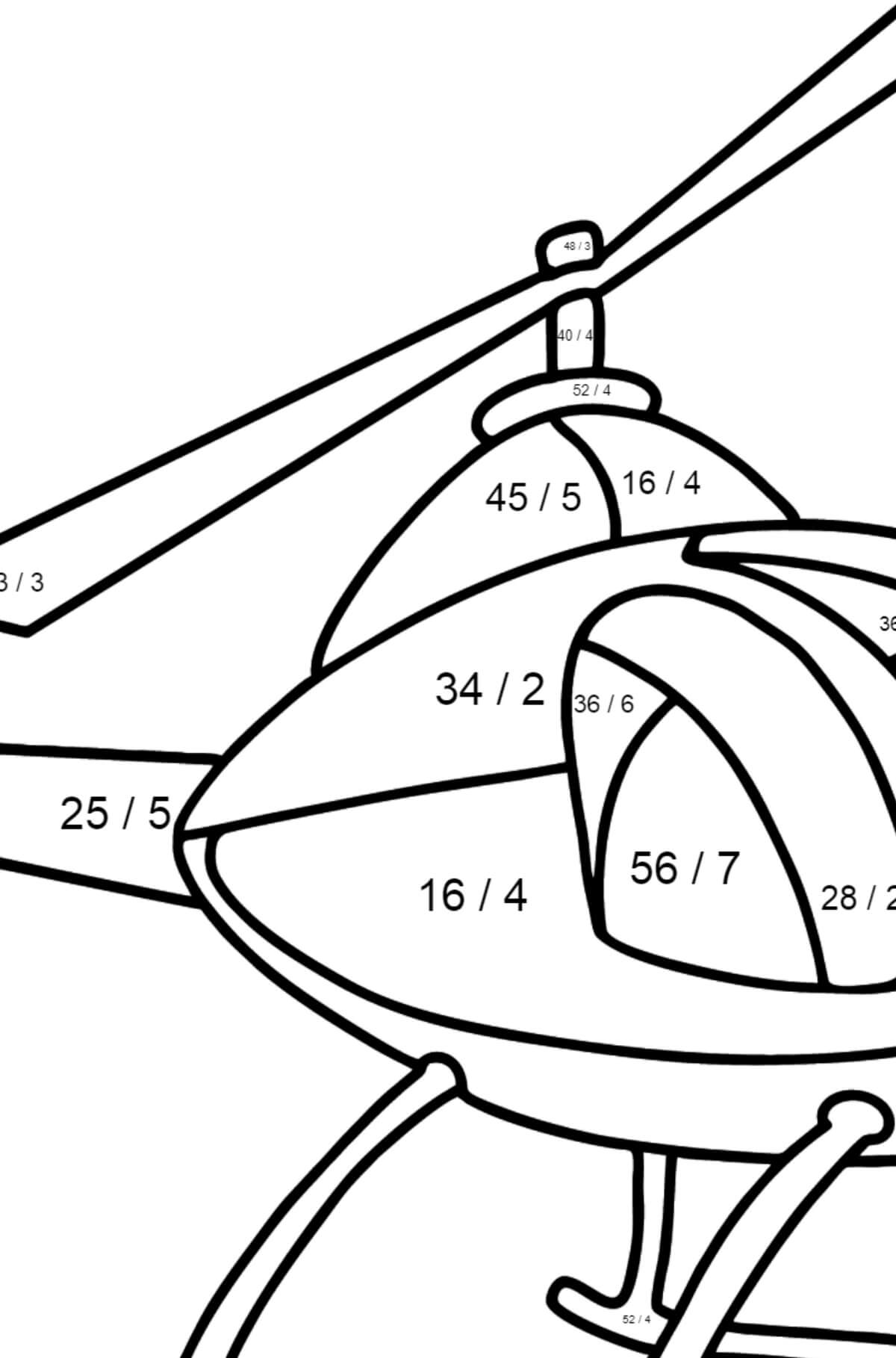 Cor do Helicóptero por Número para colorir