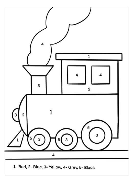 Desenhos de Cor do Trem por Número para colorir