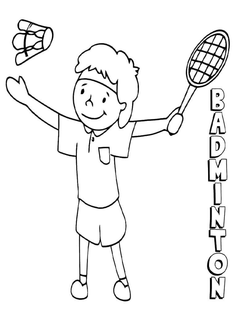 Criança Jogando Badminton 1 para colorir