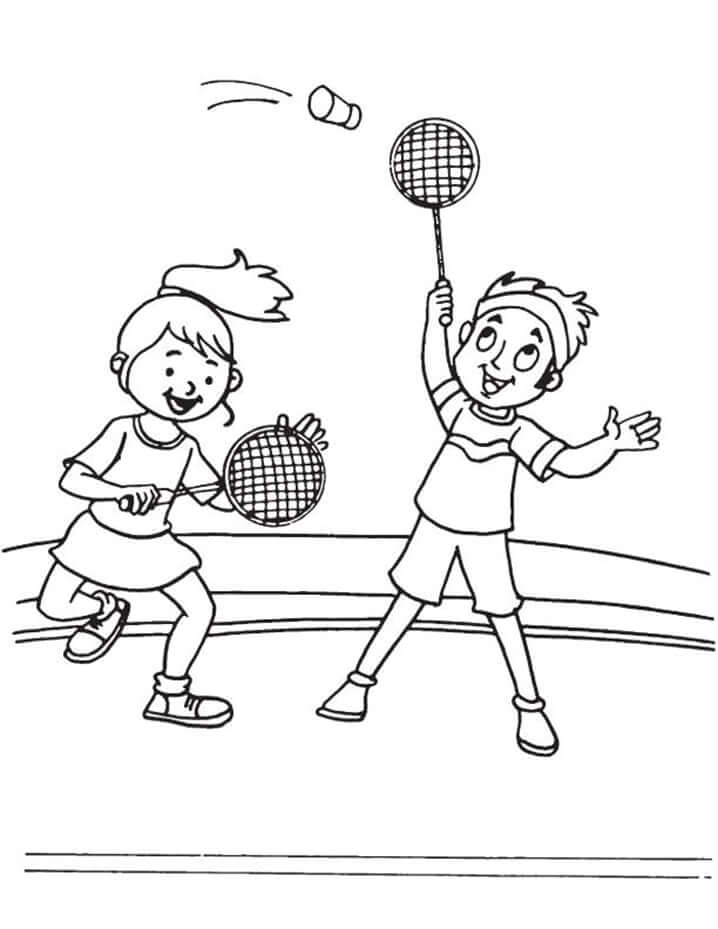 Crianças Jogando Badminton para colorir