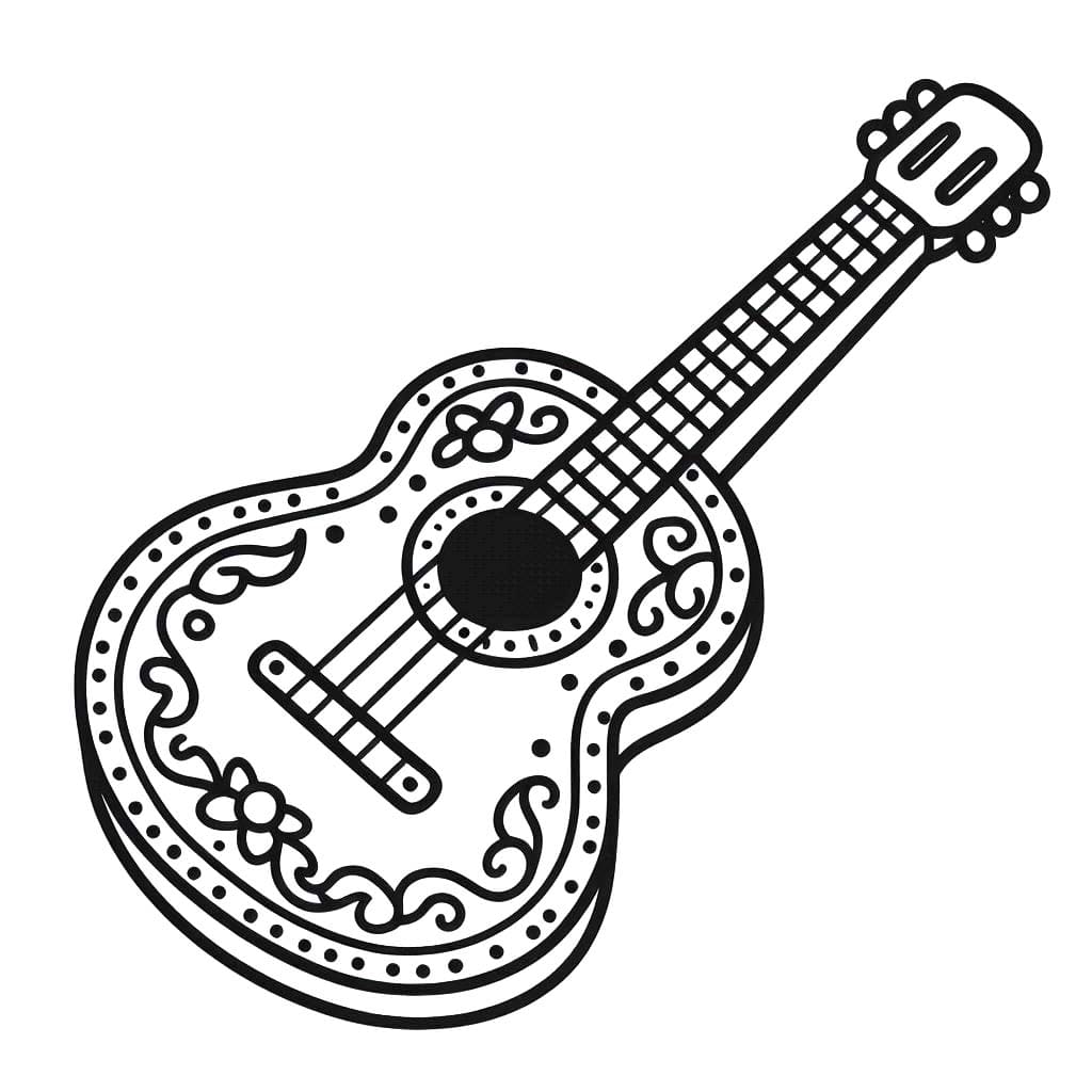 Desenhos de Desenhar Guitarra 3 para colorir