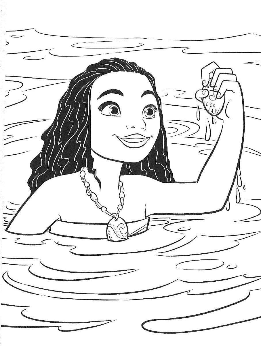 Desenhe Moana fácil para colorir