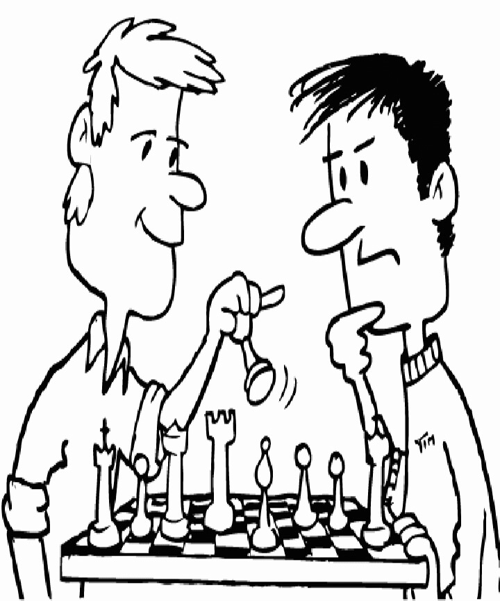 Dois Homens Jogando Xadrez para colorir