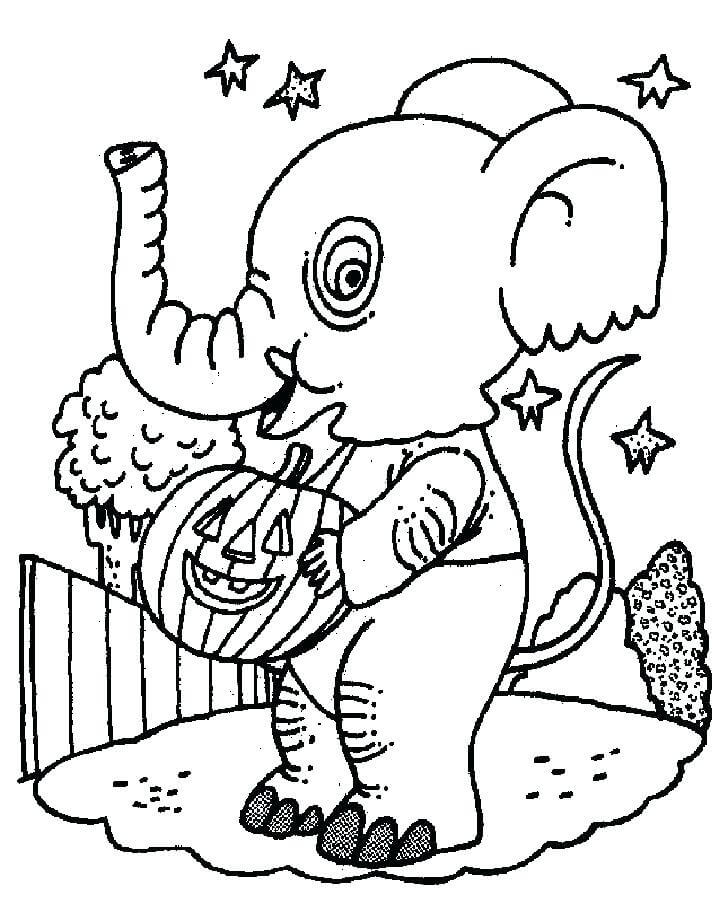 Desenhos de Elefante Com Abóbora para colorir
