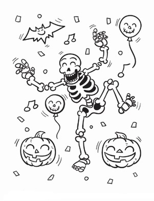Desenhos de Esqueleto Dançante para colorir