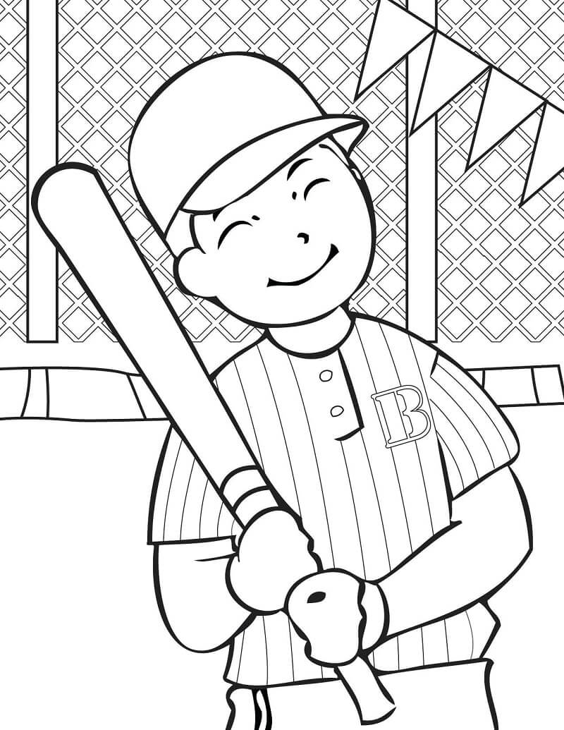 Feliz Jogador de Beisebol para colorir