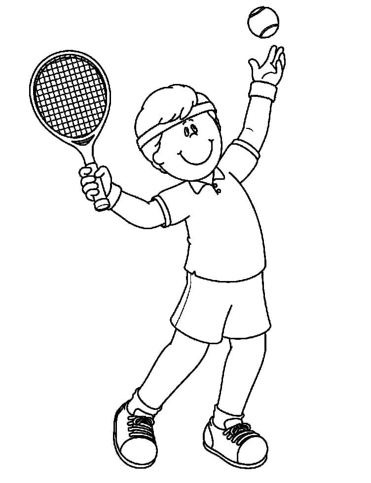 Garotinho Jogando Tênis 3 para colorir