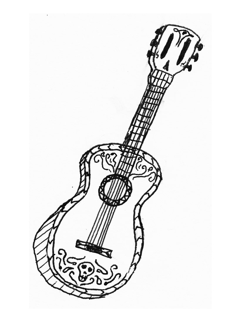 Desenhos de Guitarra Caveira para colorir