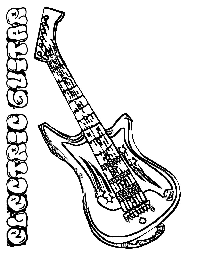 Desenhos de Guitarra Elétrica 1 para colorir