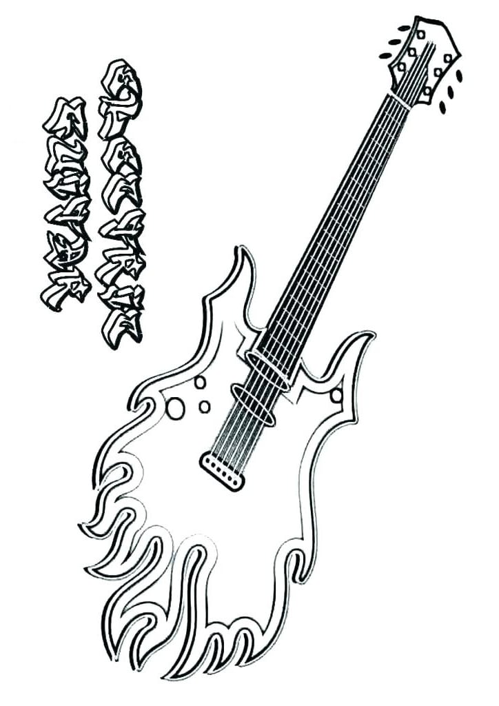 Desenhos de Guitarra Elétrica 2 para colorir