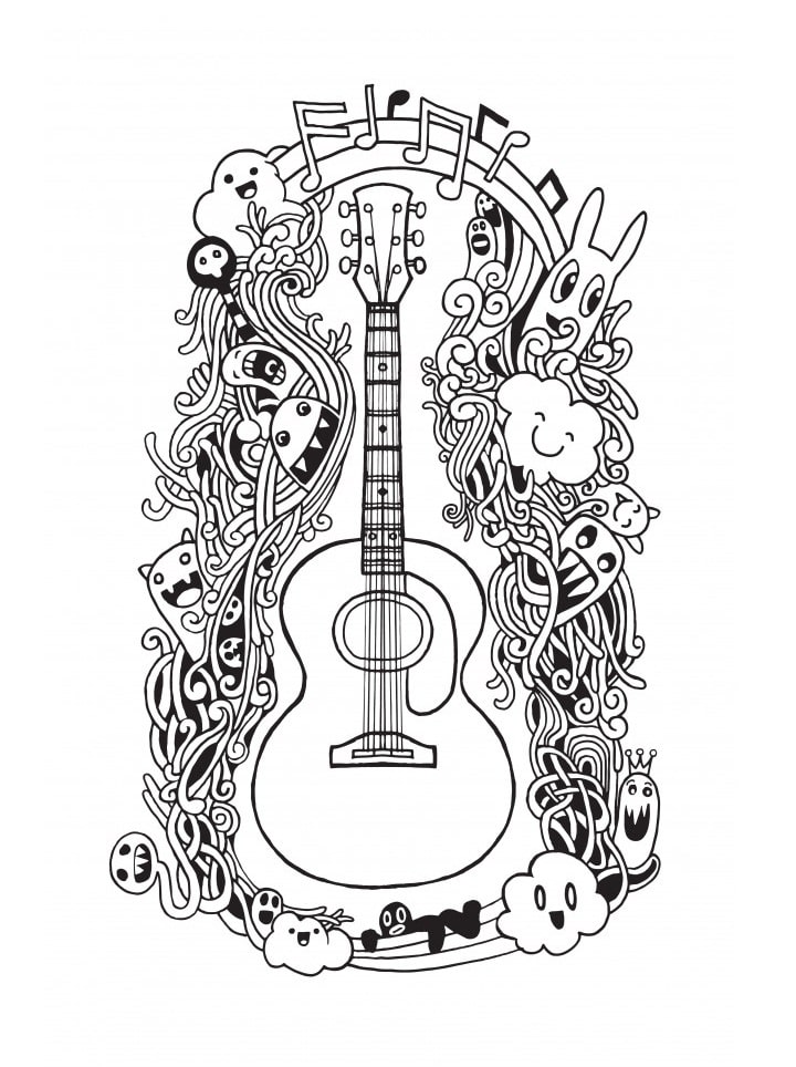 Desenhos de Guitarra Incrível para colorir
